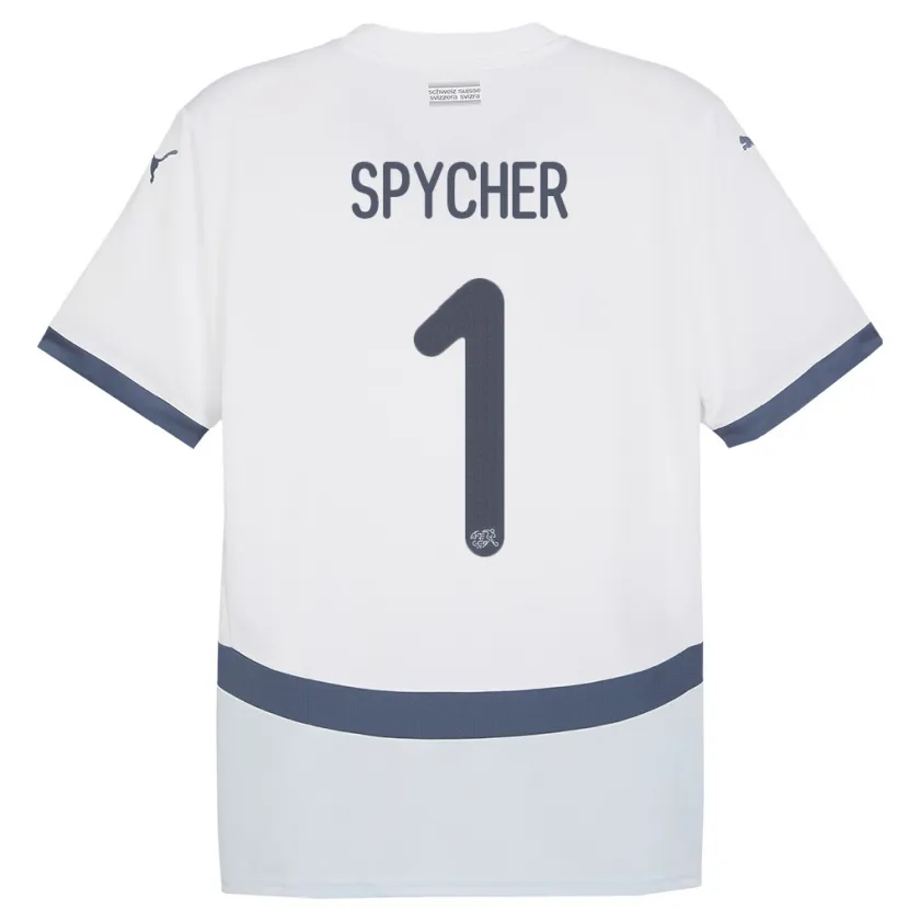 Danxen Kinder Schweiz Tim Spycher #1 Weiß Auswärtstrikot Trikot 24-26 T-Shirt