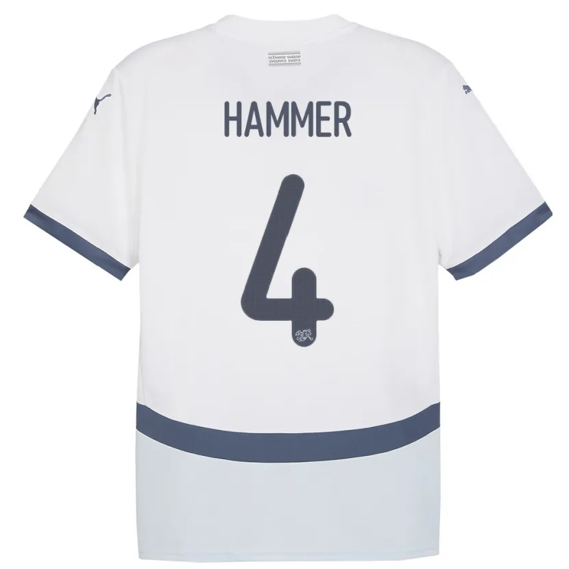 Danxen Kinder Schweiz Pascal Hammer #4 Weiß Auswärtstrikot Trikot 24-26 T-Shirt