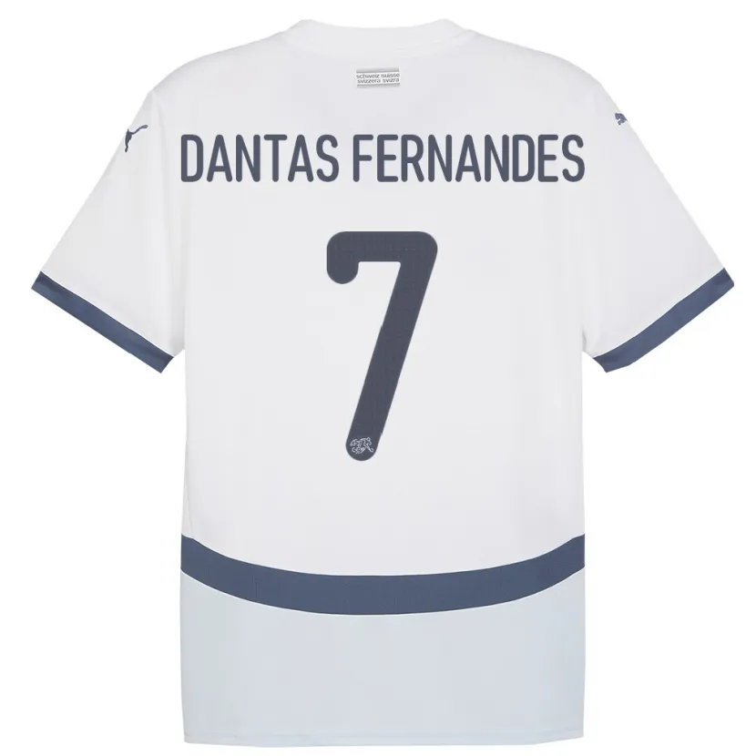 Danxen Kinder Schweiz Ronaldo Dantas Fernandes #7 Weiß Auswärtstrikot Trikot 24-26 T-Shirt