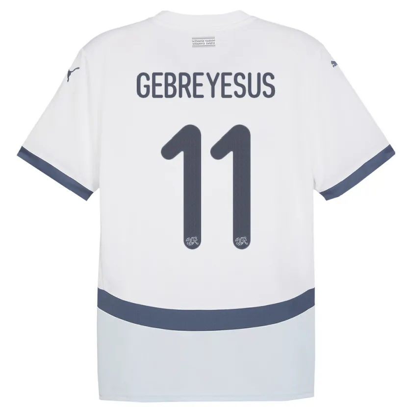 Danxen Kinder Schweiz Esey Gebreyesus #11 Weiß Auswärtstrikot Trikot 24-26 T-Shirt