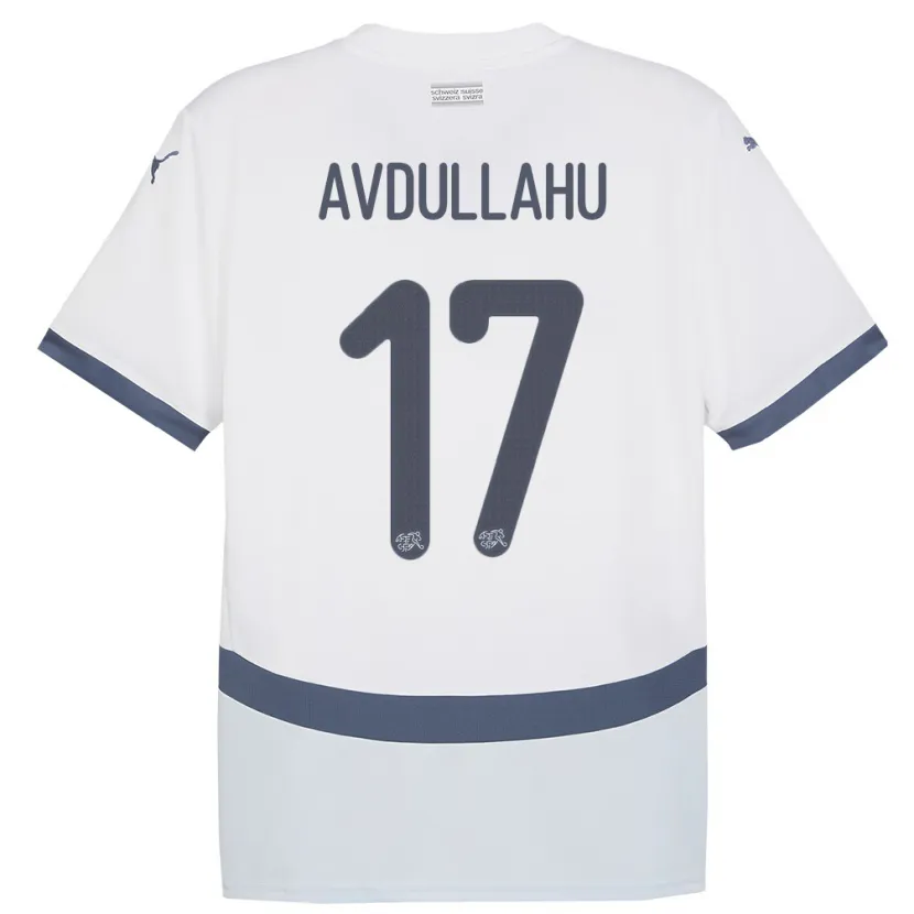 Danxen Kinder Schweiz Leon Avdullahu #17 Weiß Auswärtstrikot Trikot 24-26 T-Shirt