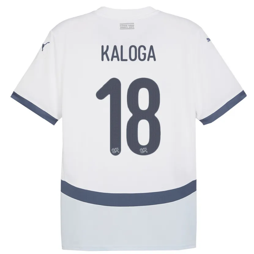 Danxen Kinder Schweiz Issa Kaloga #18 Weiß Auswärtstrikot Trikot 24-26 T-Shirt