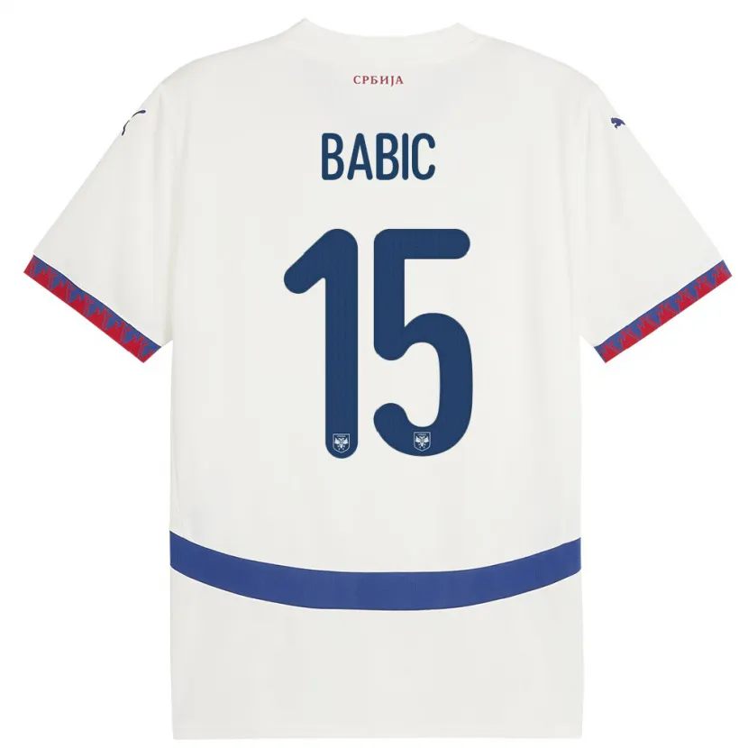 Danxen Kinder Serbien Srdjan Babic #15 Weiß Auswärtstrikot Trikot 24-26 T-Shirt