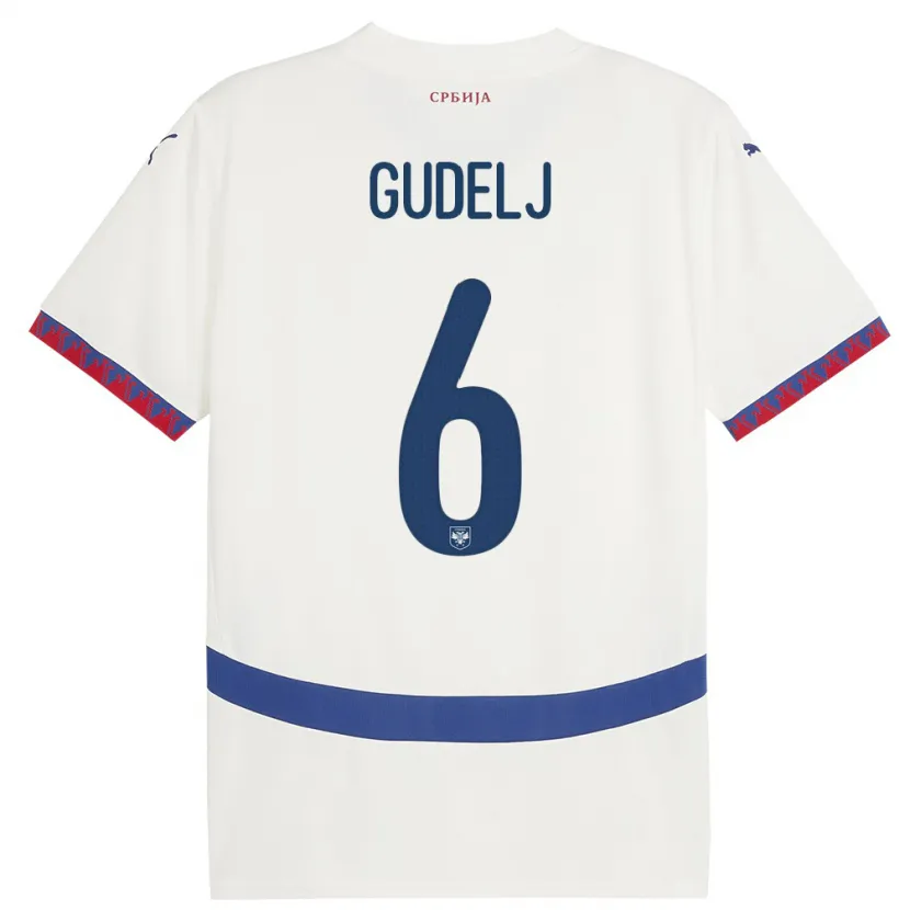 Danxen Kinder Serbien Nemanja Gudelj #6 Weiß Auswärtstrikot Trikot 24-26 T-Shirt