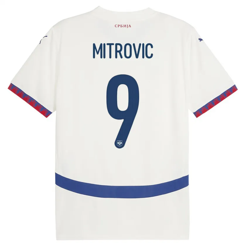 Danxen Kinder Serbien Aleksandar Mitrovic #9 Weiß Auswärtstrikot Trikot 24-26 T-Shirt