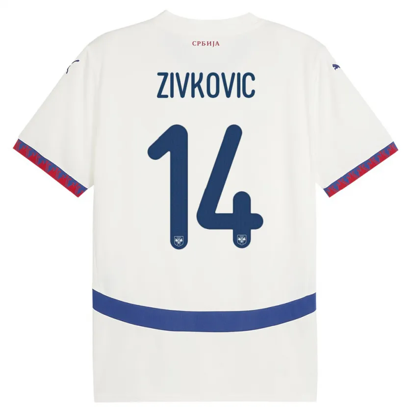 Danxen Kinder Serbien Andrija Zivkovic #14 Weiß Auswärtstrikot Trikot 24-26 T-Shirt