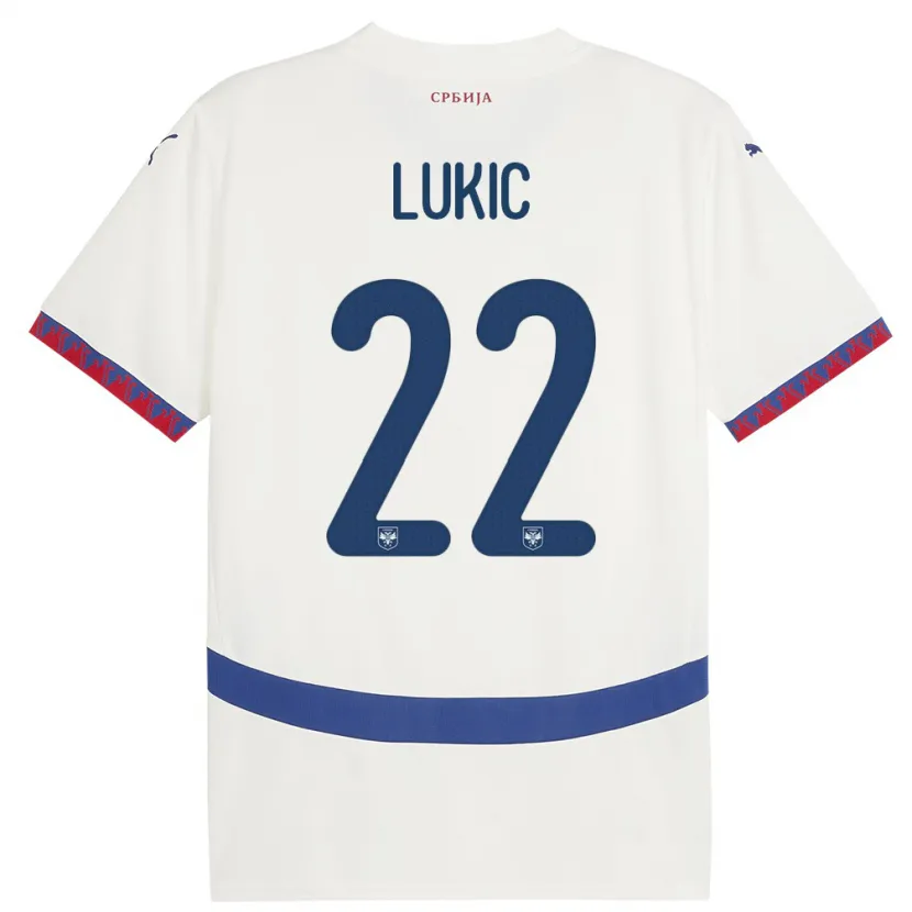 Danxen Kinder Serbien Sasa Lukic #22 Weiß Auswärtstrikot Trikot 24-26 T-Shirt