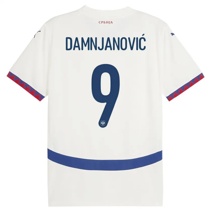 Danxen Kinder Serbien Jovana Damnjanovic #9 Weiß Auswärtstrikot Trikot 24-26 T-Shirt