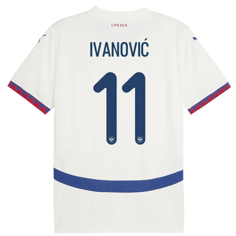 Danxen Kinder Serbien Miljana Ivanovic #11 Weiß Auswärtstrikot Trikot 24-26 T-Shirt