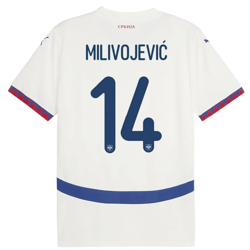 Danxen Kinder Serbien Vesna Milivojevic #14 Weiß Auswärtstrikot Trikot 24-26 T-Shirt