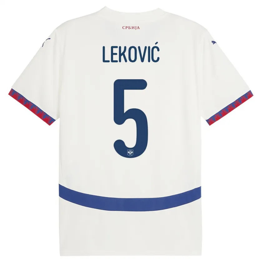 Danxen Kinder Serbien Stefan Lekovic #5 Weiß Auswärtstrikot Trikot 24-26 T-Shirt