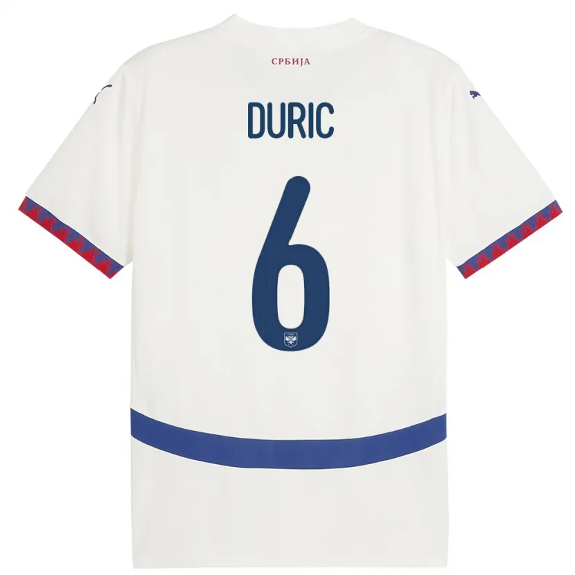 Danxen Kinder Serbien Andrej Duric #6 Weiß Auswärtstrikot Trikot 24-26 T-Shirt