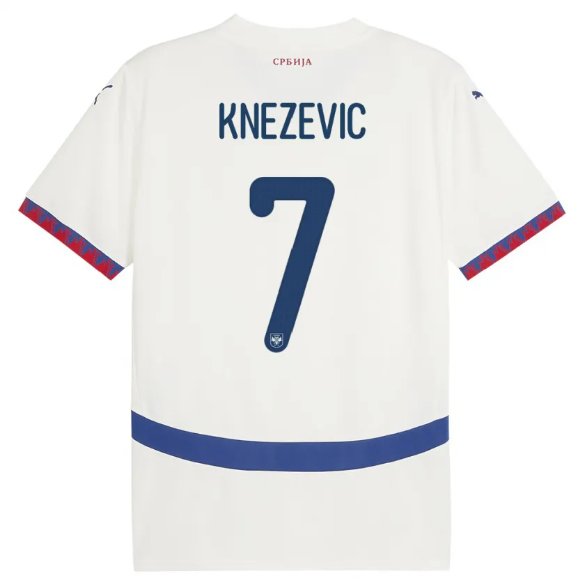 Danxen Kinder Serbien Nikola Knezevic #7 Weiß Auswärtstrikot Trikot 24-26 T-Shirt