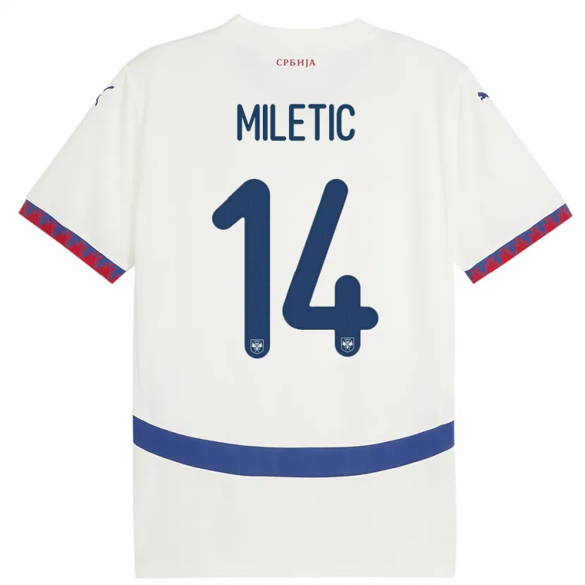Danxen Kinder Serbien Vladimir Miletic #14 Weiß Auswärtstrikot Trikot 24-26 T-Shirt