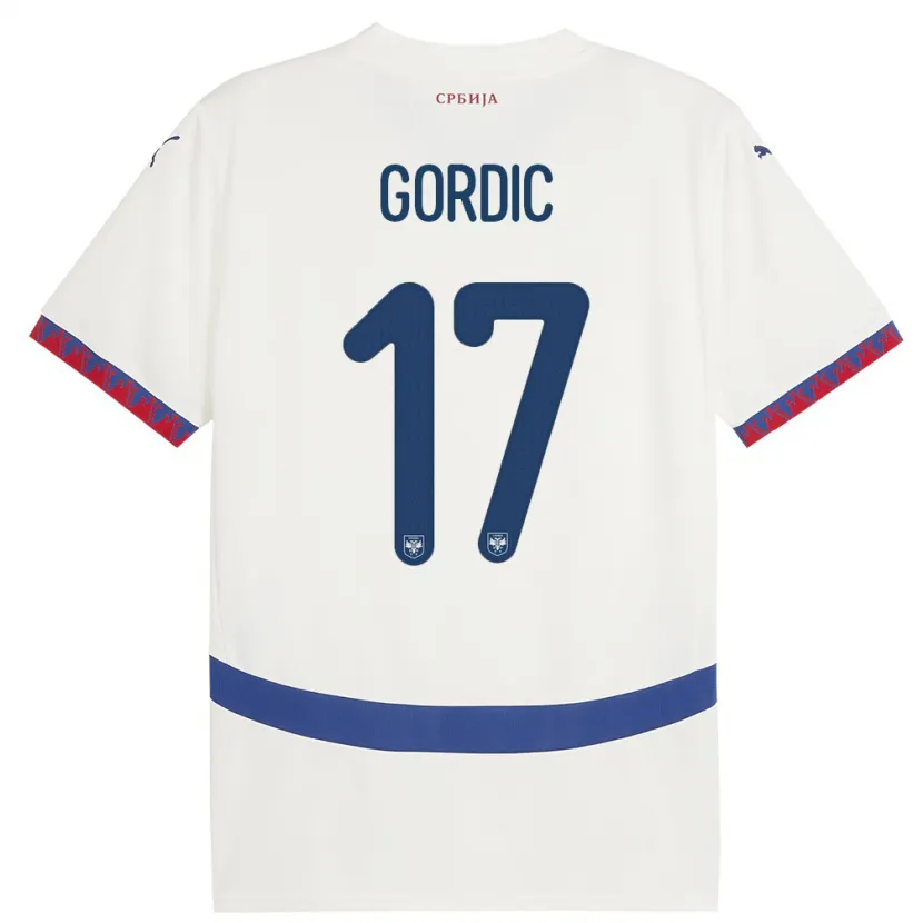 Danxen Kinder Serbien Djordje Gordic #17 Weiß Auswärtstrikot Trikot 24-26 T-Shirt