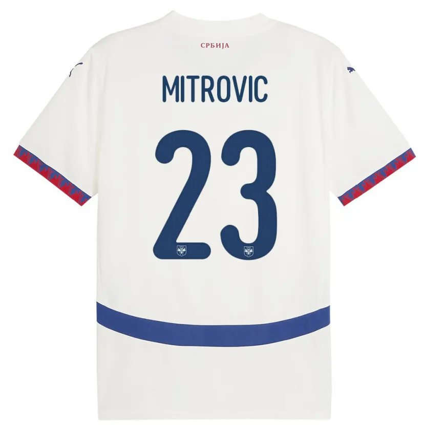 Danxen Kinder Serbien Vuk Mitrovic #23 Weiß Auswärtstrikot Trikot 24-26 T-Shirt