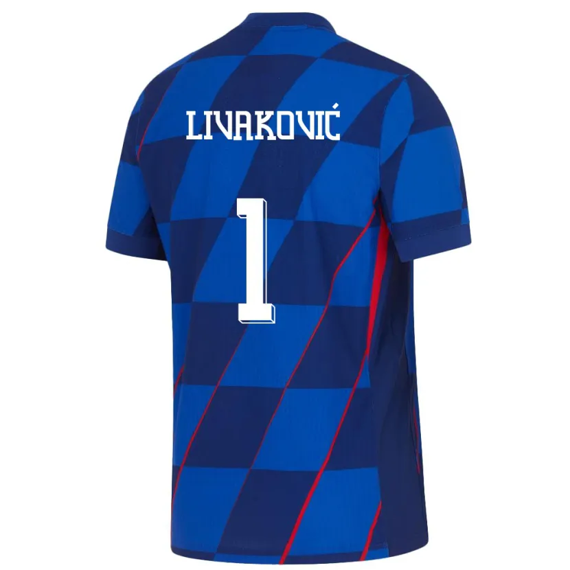 Danxen Kinder Kroatien Dominik Livakovic #1 Blau Auswärtstrikot Trikot 24-26 T-Shirt