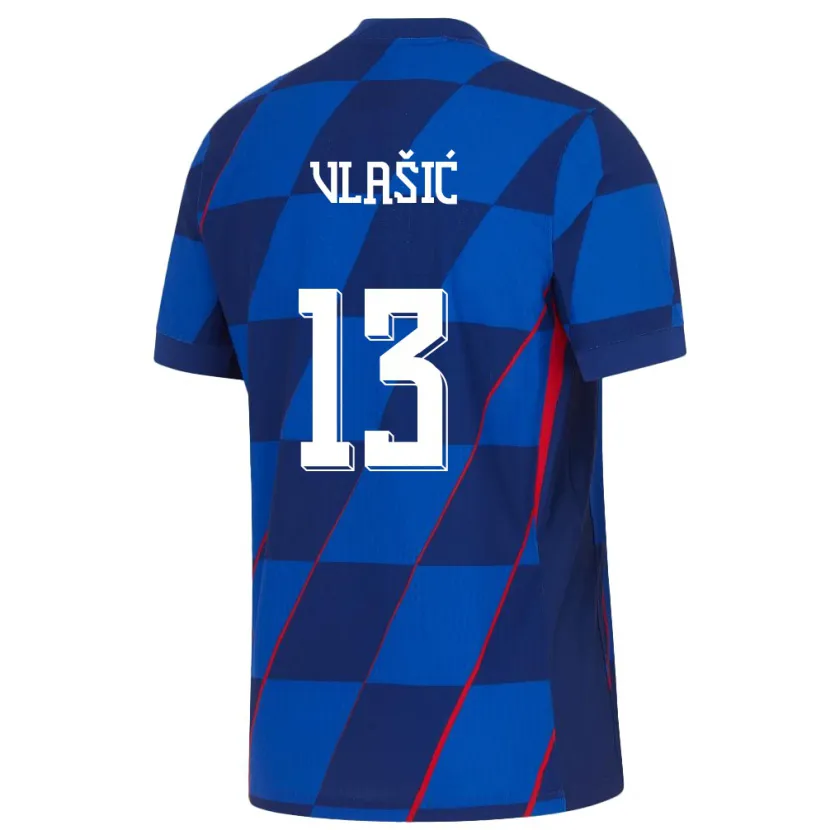 Danxen Kinder Kroatien Nikola Vlasic #13 Blau Auswärtstrikot Trikot 24-26 T-Shirt