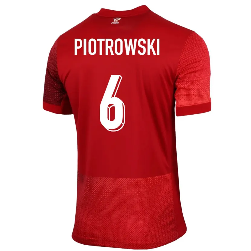 Danxen Kinder Polen Jakub Piotrowski #6 Rot Auswärtstrikot Trikot 24-26 T-Shirt