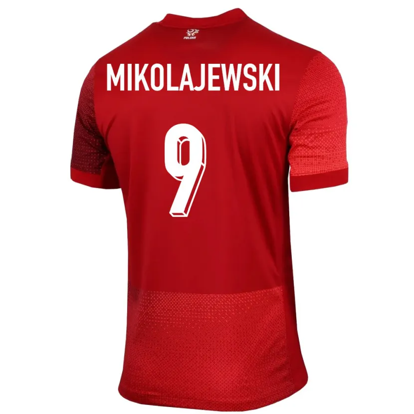 Danxen Kinder Polen Daniel Mikolajewski #9 Rot Auswärtstrikot Trikot 24-26 T-Shirt