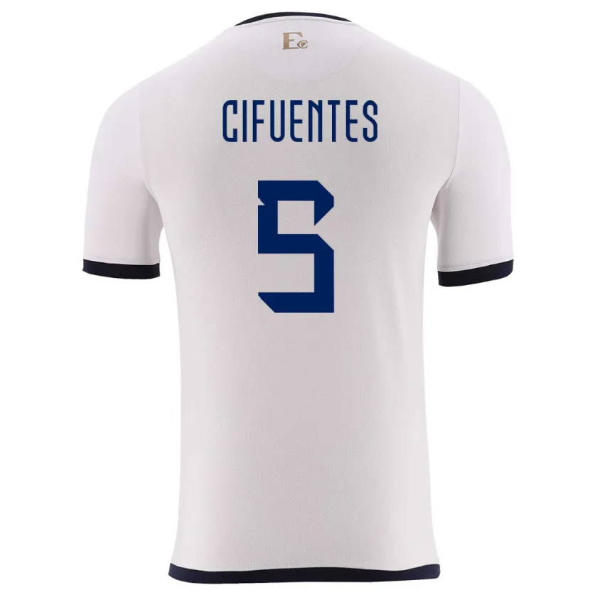 Danxen Kinder Ecuador Jose Cifuentes #5 Weiß Auswärtstrikot Trikot 24-26 T-Shirt