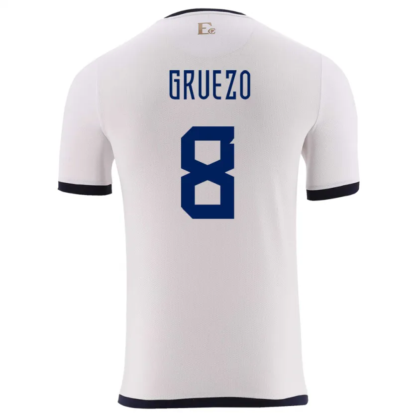 Danxen Kinder Ecuador Carlos Gruezo #8 Weiß Auswärtstrikot Trikot 24-26 T-Shirt