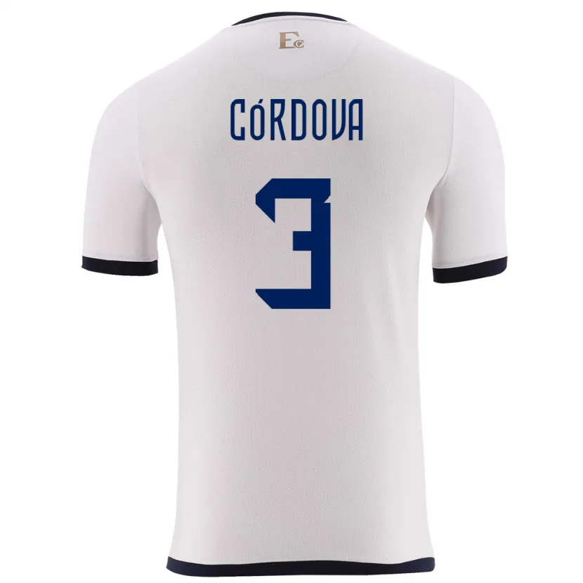 Danxen Kinder Ecuador Luis Cordova #3 Weiß Auswärtstrikot Trikot 24-26 T-Shirt