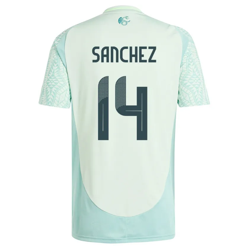 Danxen Kinder Mexiko Erick Sanchez #14 Leinengrün Auswärtstrikot Trikot 24-26 T-Shirt