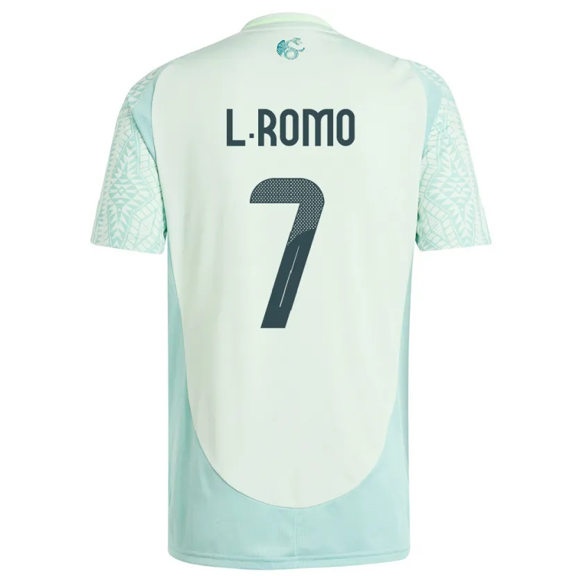 Danxen Kinder Mexiko Luis Romo #7 Leinengrün Auswärtstrikot Trikot 24-26 T-Shirt