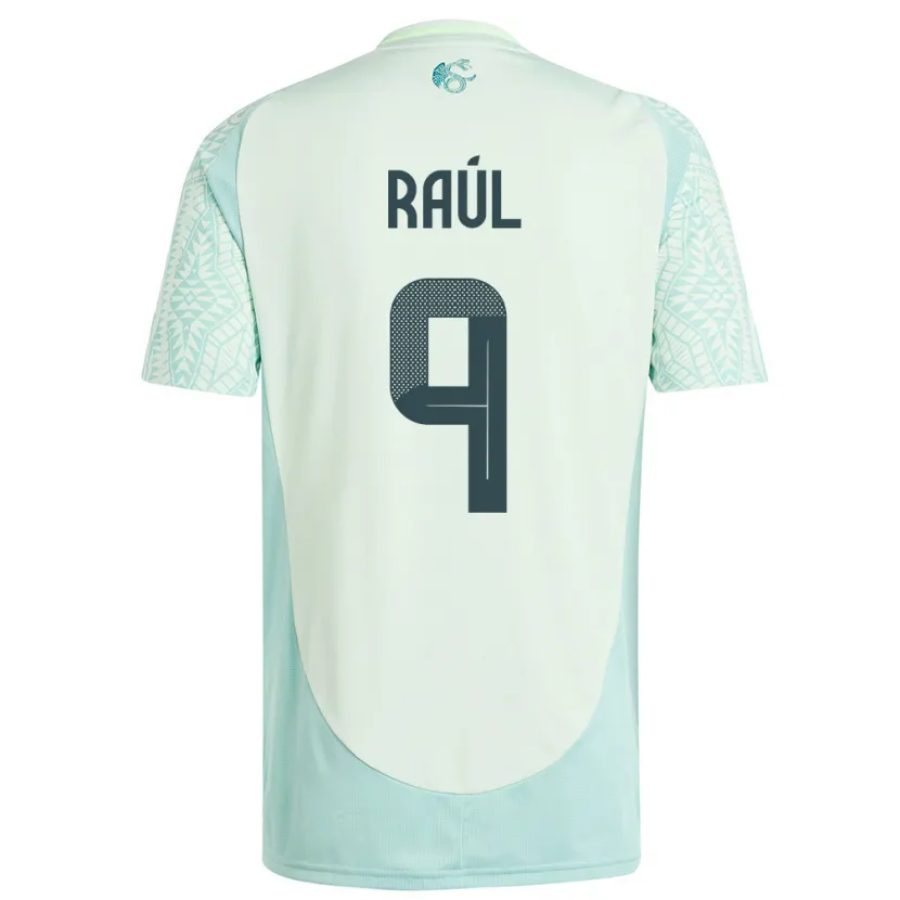 Danxen Kinder Mexiko Raul Jimenez #9 Leinengrün Auswärtstrikot Trikot 24-26 T-Shirt