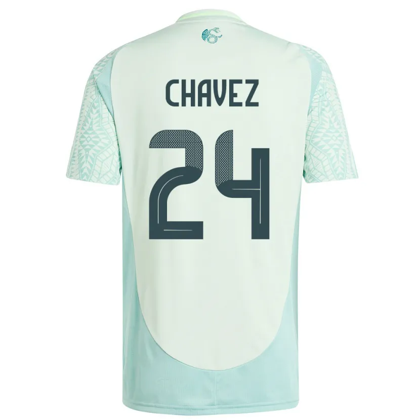 Danxen Kinder Mexiko Luis Chavez #24 Leinengrün Auswärtstrikot Trikot 24-26 T-Shirt