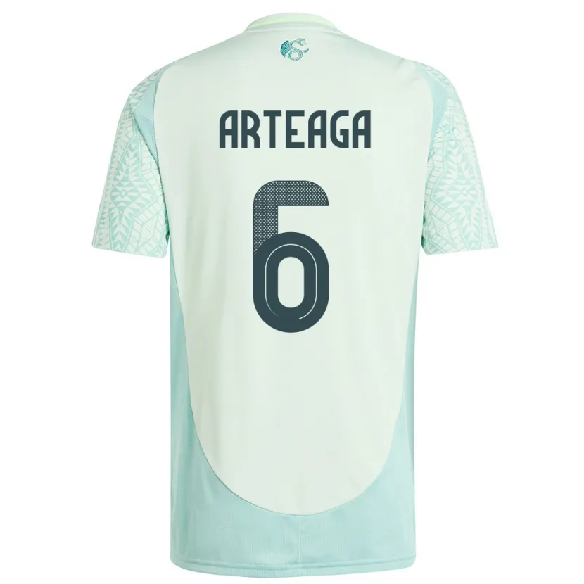 Danxen Kinder Mexiko Gerardo Arteaga #6 Leinengrün Auswärtstrikot Trikot 24-26 T-Shirt