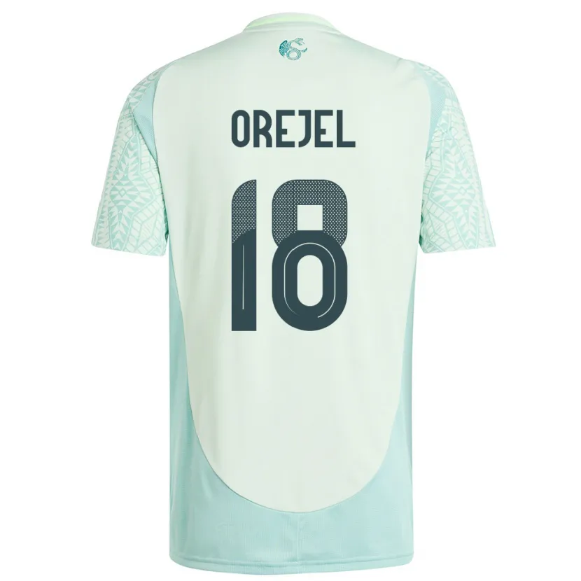 Danxen Kinder Mexiko Jocelyn Orejel #18 Leinengrün Auswärtstrikot Trikot 24-26 T-Shirt