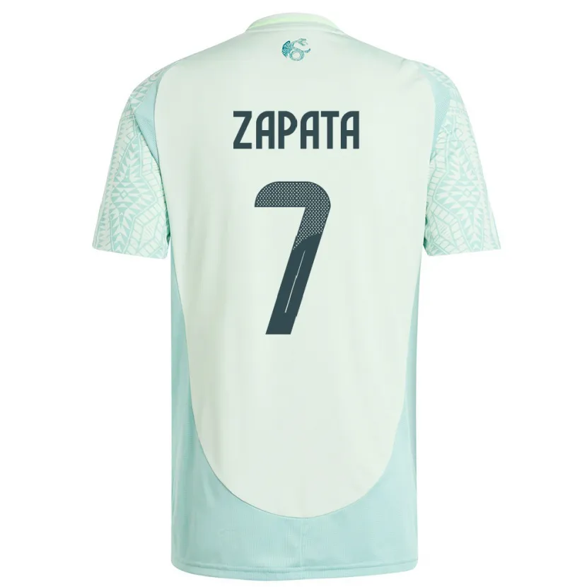 Danxen Kinder Mexiko Angel Zapata #7 Leinengrün Auswärtstrikot Trikot 24-26 T-Shirt