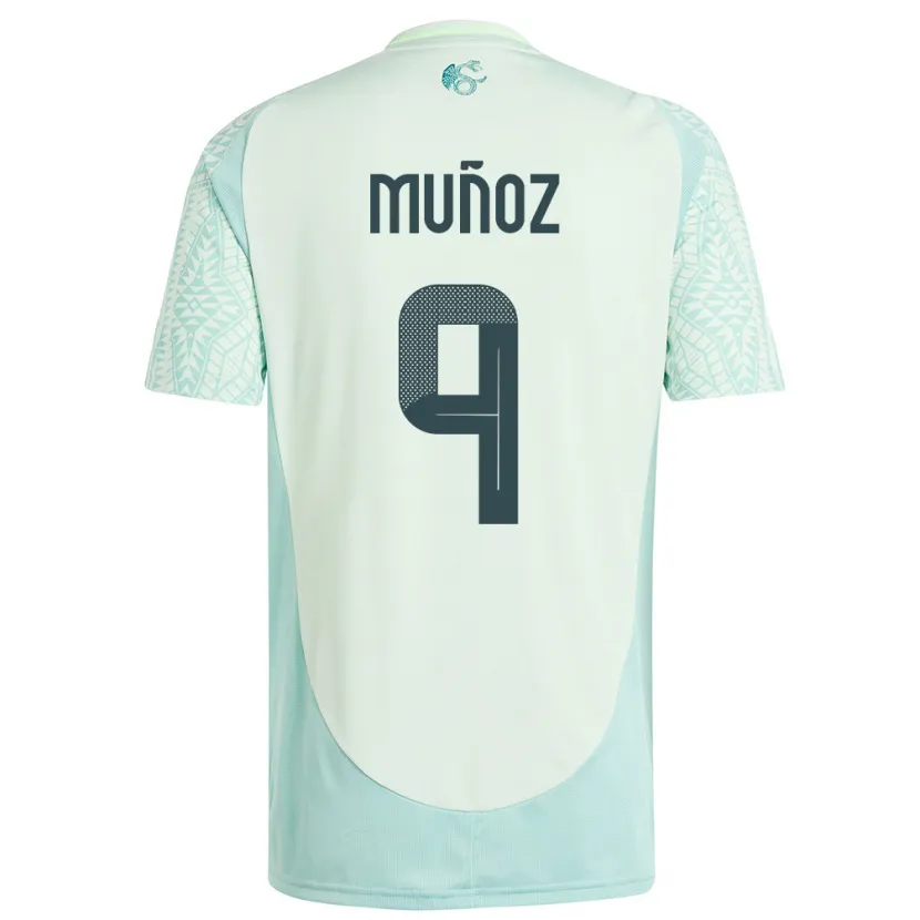 Danxen Kinder Mexiko Santiago Munoz #9 Leinengrün Auswärtstrikot Trikot 24-26 T-Shirt