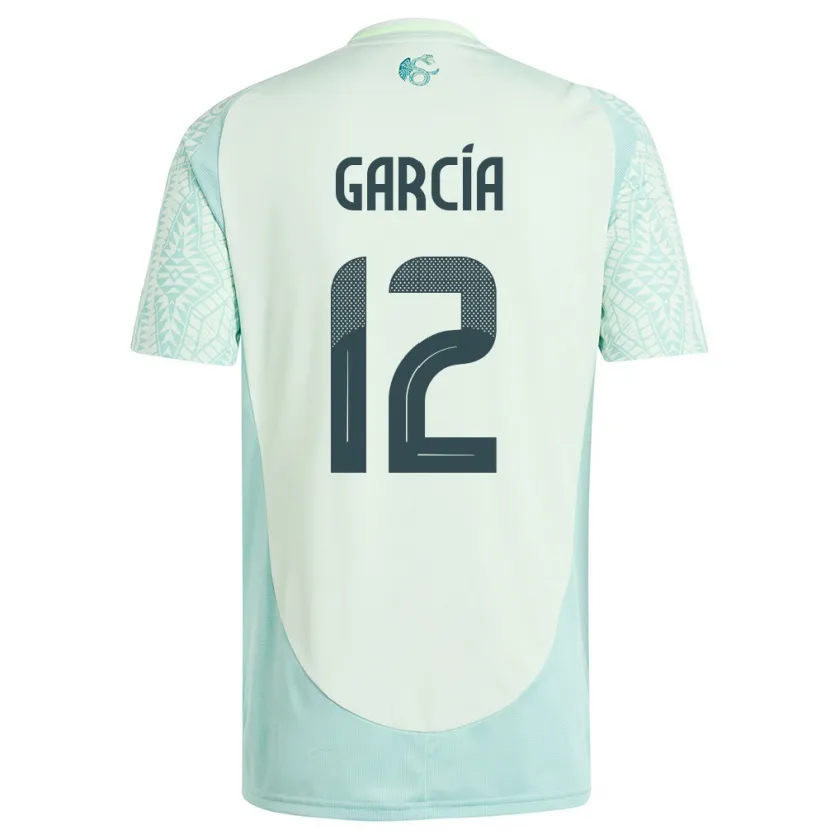 Danxen Kinder Mexiko Eduardo Garcia #12 Leinengrün Auswärtstrikot Trikot 24-26 T-Shirt