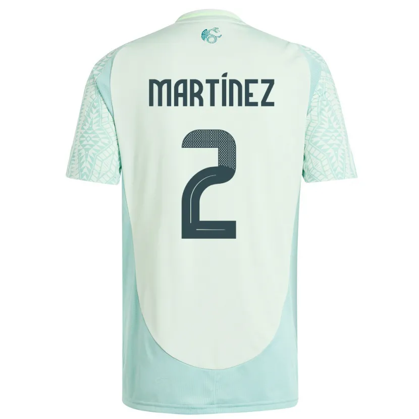 Danxen Kinder Mexiko Emilio Martinez #2 Leinengrün Auswärtstrikot Trikot 24-26 T-Shirt