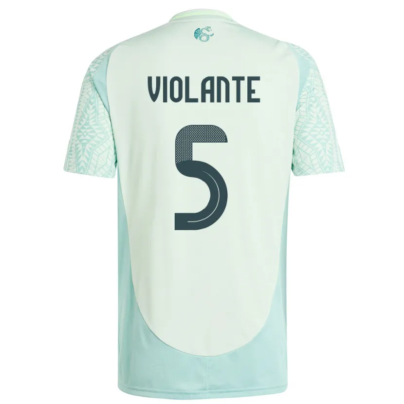 Danxen Kinder Mexiko Isaias Violante #5 Leinengrün Auswärtstrikot Trikot 24-26 T-Shirt
