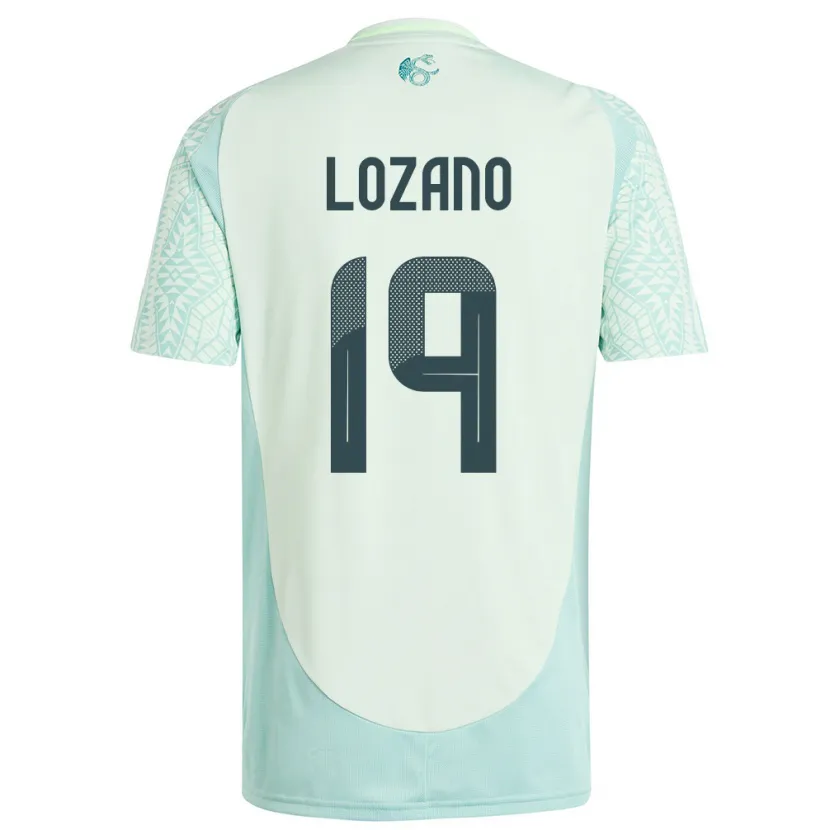 Danxen Kinder Mexiko Esteban Lozano #19 Leinengrün Auswärtstrikot Trikot 24-26 T-Shirt