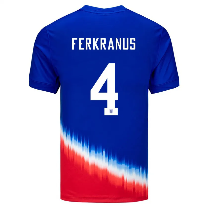Danxen Kinder Vereinigte Staaten Marcus Ferkranus #4 Blau Auswärtstrikot Trikot 24-26 T-Shirt