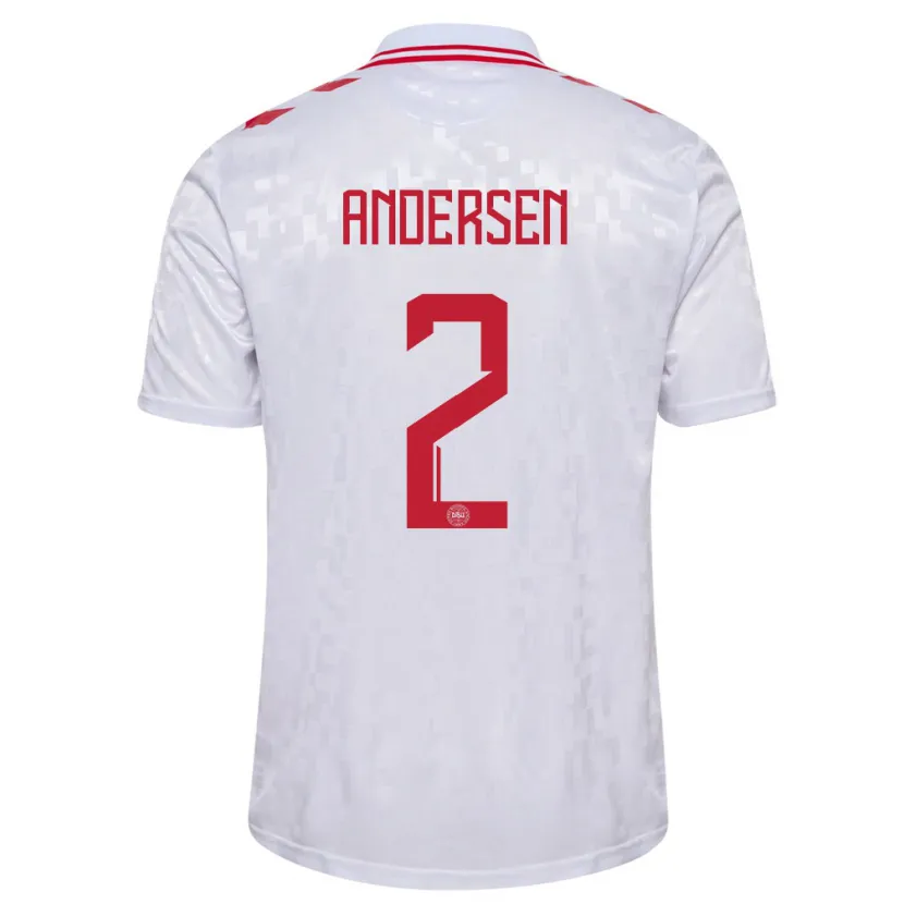 Danxen Kinder Dänemark Joachim Andersen #2 Weiß Auswärtstrikot Trikot 24-26 T-Shirt