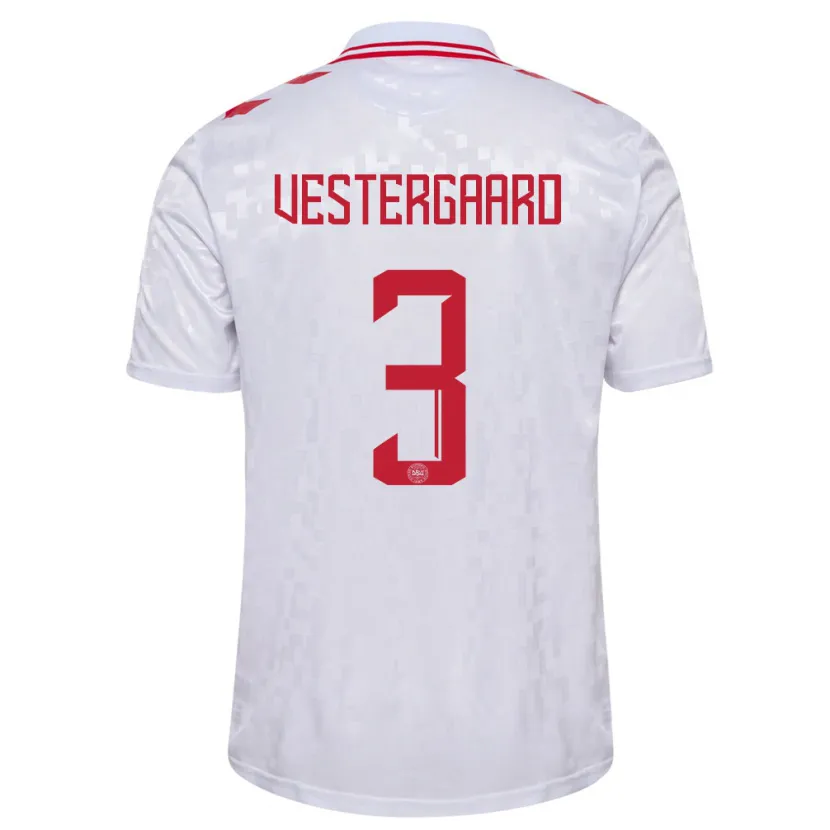 Danxen Kinder Dänemark Jannik Vestergaard #3 Weiß Auswärtstrikot Trikot 24-26 T-Shirt