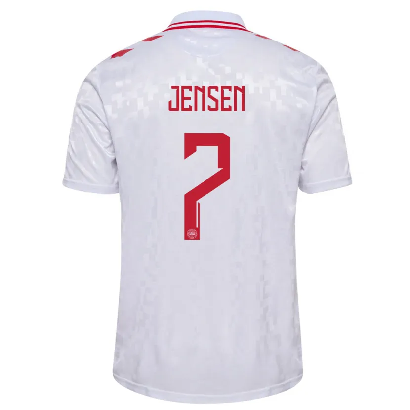 Danxen Kinder Dänemark Mathias Jensen #7 Weiß Auswärtstrikot Trikot 24-26 T-Shirt