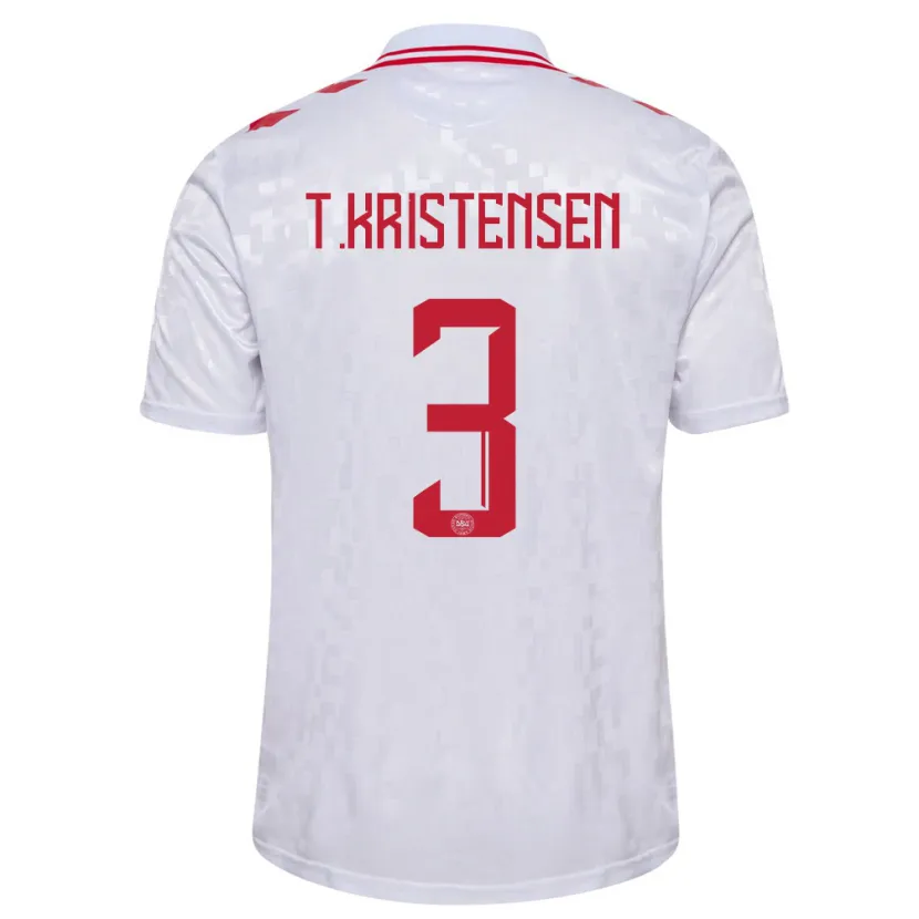 Danxen Kinder Dänemark Thomas Kristensen #3 Weiß Auswärtstrikot Trikot 24-26 T-Shirt