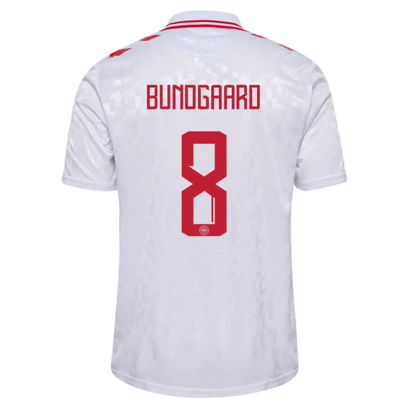Danxen Kinder Dänemark Filip Bundgaard #8 Weiß Auswärtstrikot Trikot 24-26 T-Shirt