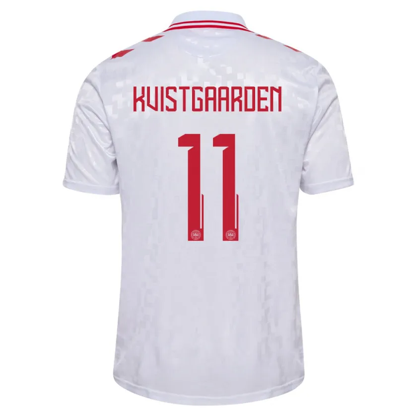 Danxen Kinder Dänemark Mathias Kvistgaarden #11 Weiß Auswärtstrikot Trikot 24-26 T-Shirt