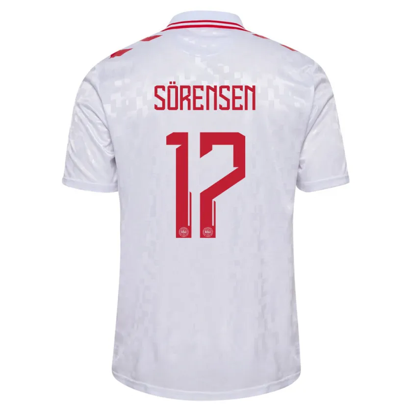 Danxen Kinder Dänemark Oliver Sörensen #17 Weiß Auswärtstrikot Trikot 24-26 T-Shirt