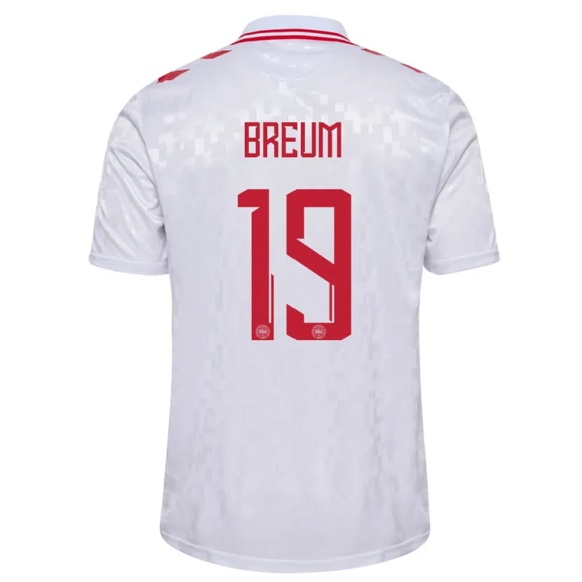 Danxen Kinder Dänemark Jakob Breum #19 Weiß Auswärtstrikot Trikot 24-26 T-Shirt