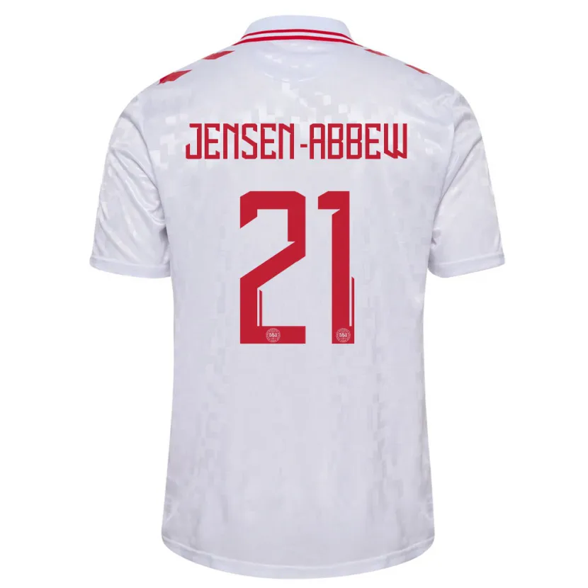 Danxen Kinder Dänemark Jonas Jensen-Abbew #21 Weiß Auswärtstrikot Trikot 24-26 T-Shirt