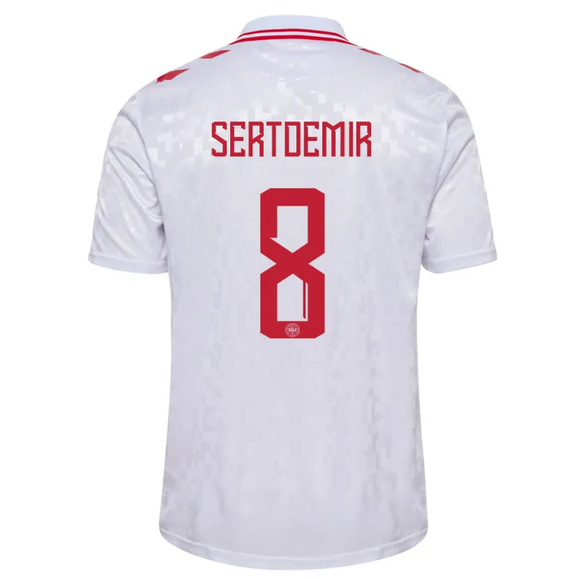 Danxen Kinder Dänemark Zidan Sertdemir #8 Weiß Auswärtstrikot Trikot 24-26 T-Shirt